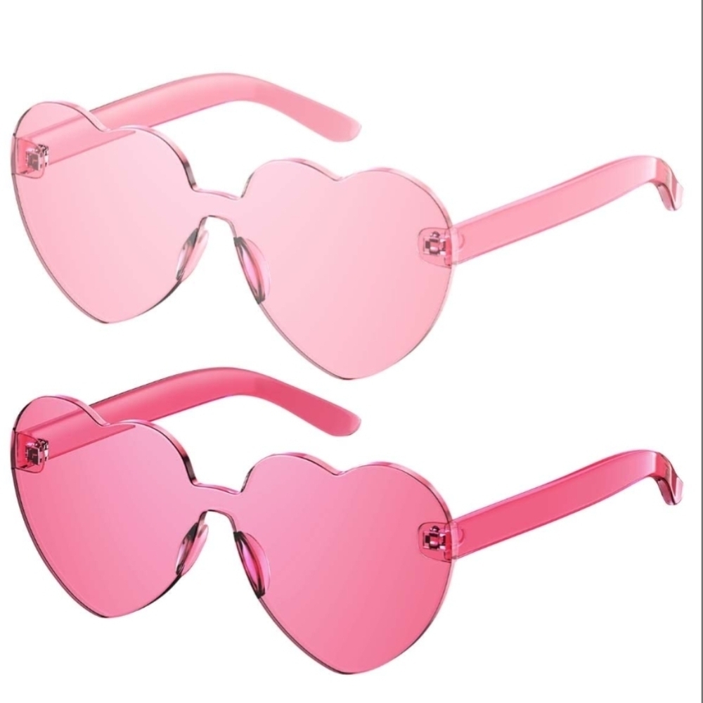 Valentines Heart Shaped Pink And Red Party Glasses NWT - 2 Pairs